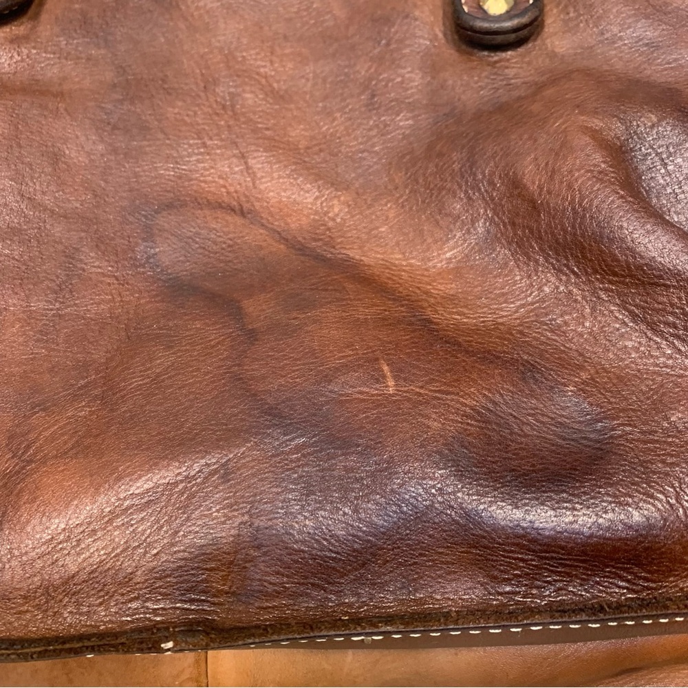 Coztanza Rota Italy Brown Leather Crossbody Studded Satchel Bag Compartments - Picture 5 of 13
